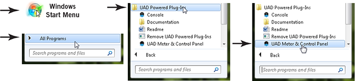 Launching the UAD Meter & Control Panel: Windows