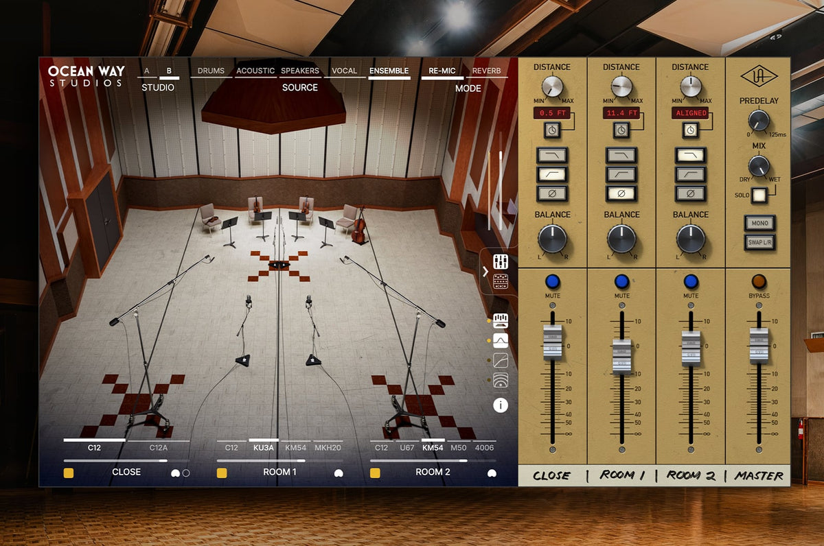 UAD Ocean Way Studios Studio A/Bの空間にトラックを置く