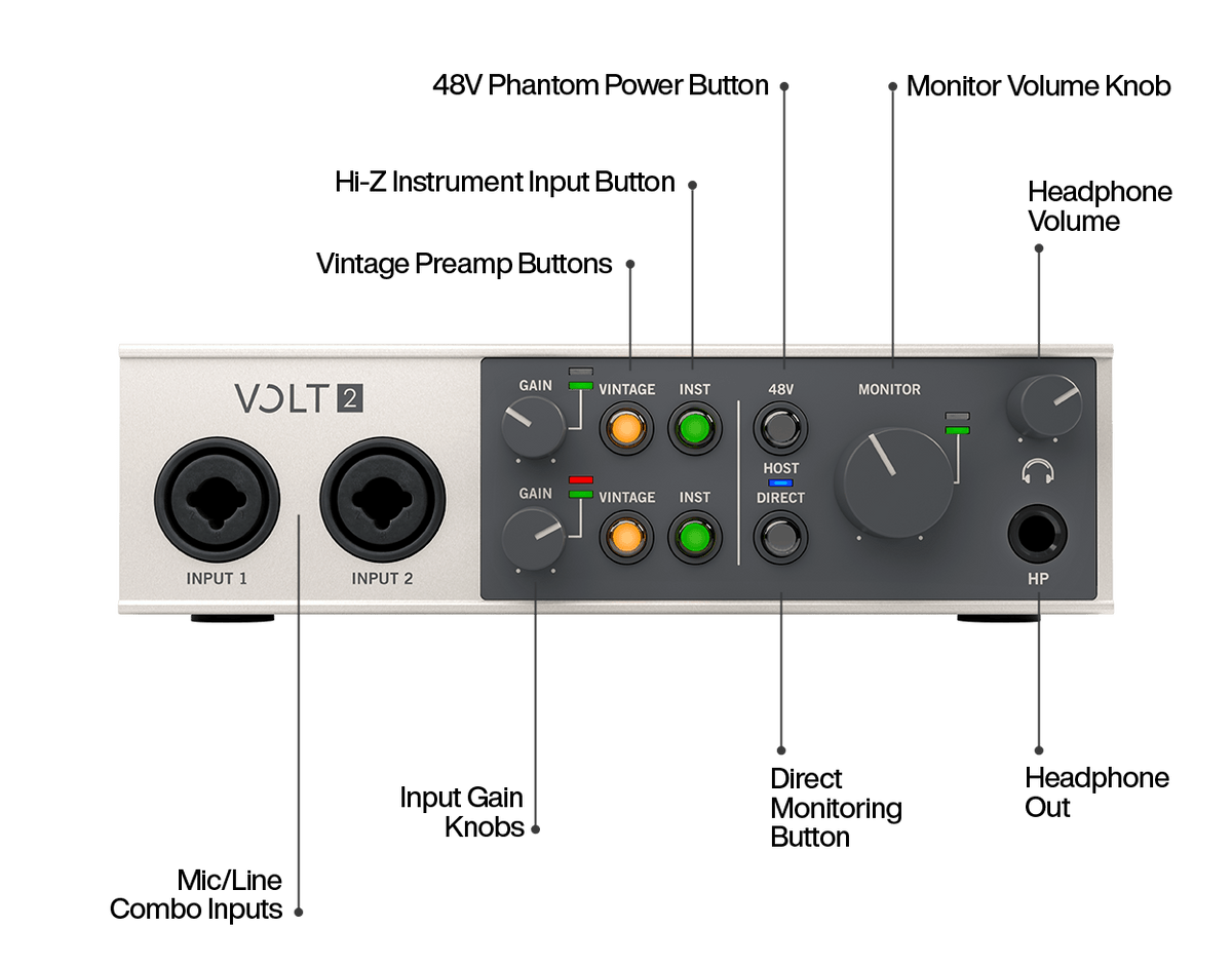 Universal Audio Volt 2 オーディオインターフェイス Volt 2 USB Audio Interface – Universal Audio